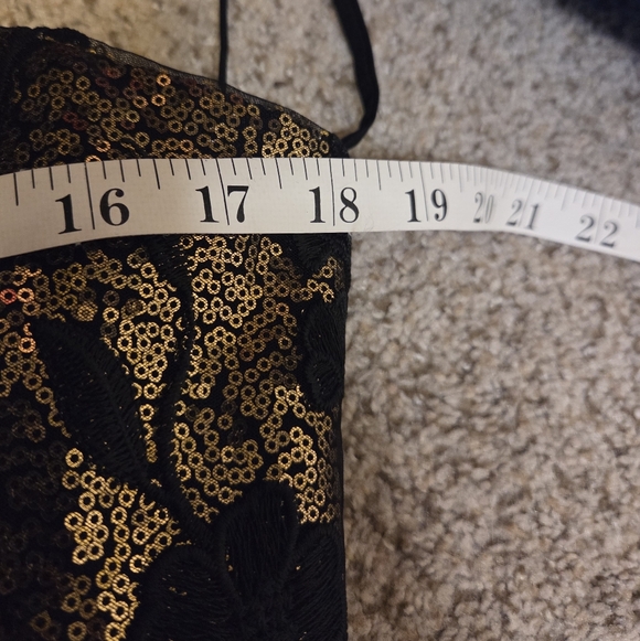 Helsi Hilma Gold Black Mini Cocktail Party Dress Floral Embellished Sequins XS - Picture 9 of 13